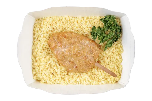 Эскимо из цыпленка с кускусом и овощами