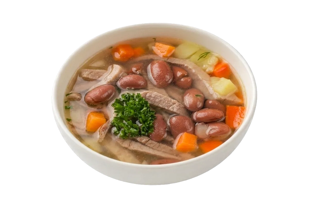 Сытный фасолевый суп с курицей