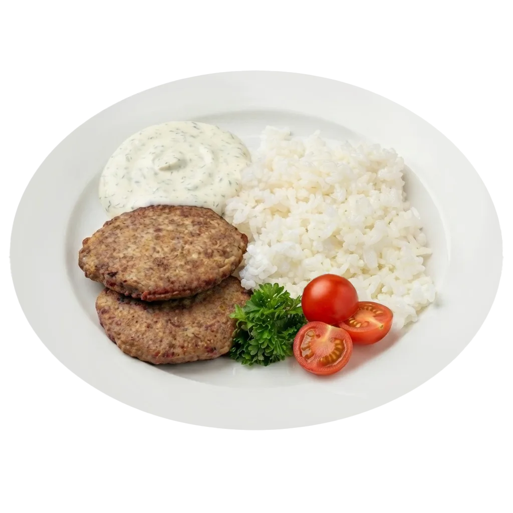Сочные оладьи из говяжьей печени с рисом и сметанным соусом