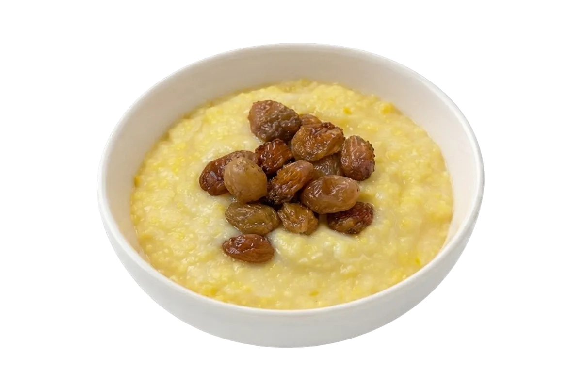 Кукурузная каша на безлактозном молоке с кусочками ананаса